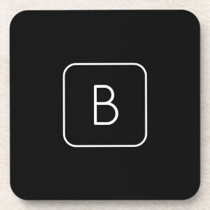 Modern gestaltetes Anfangsmonogramm Weiß & Schwa Getränkeuntersetzer