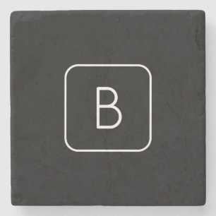 Modern gestaltetes Anfangsmonogramm Weiß & Schwa Steinuntersetzer