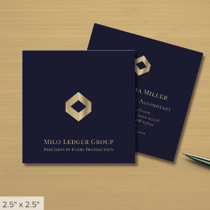 Modern gestaltetes blaues Gold-Logo für Navy Quadratische Visitenkarte