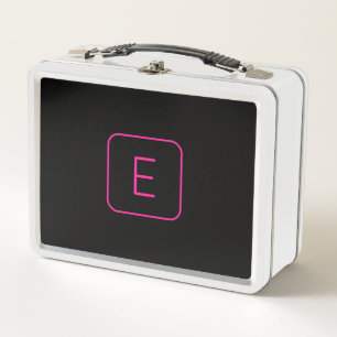 Modern gestaltetes Initial-Monogramm   Rosa & Schw Metall Brotdose