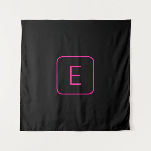 Modern gestaltetes Initial-Monogramm | Rosa & Schw Wandteppich (Vorderseite)