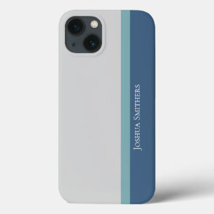 Modern gestreift grau, Aquamarin und blau Case-Mate iPhone Hülle