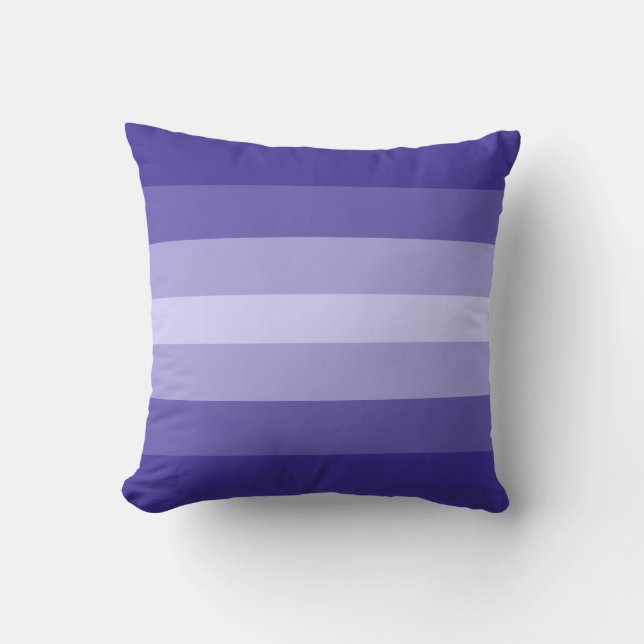 Modern gestreifte periwinkle blaue Farbtöne Kissen (Vorderseite)