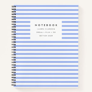 Modern gestreiftes Notizbuch in Puderblau
