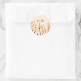 Modern gestrichene gelbe Blumen Individuelle Name Runder Aufkleber