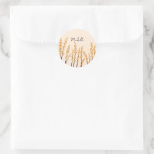 Modern gestrichene gelbe Blumen Individuelle Name Runder Aufkleber
