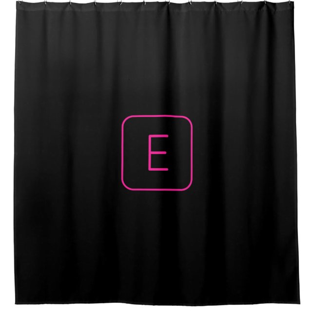 Modern gestyltes Anfangsmonogramm | Rosa und Schwa Duschvorhang (Vorderseite)