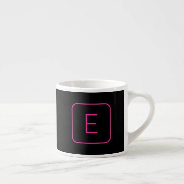 Modern gestyltes Anfangsmonogramm | Rosa und Schwa Espressotasse (Rechts)