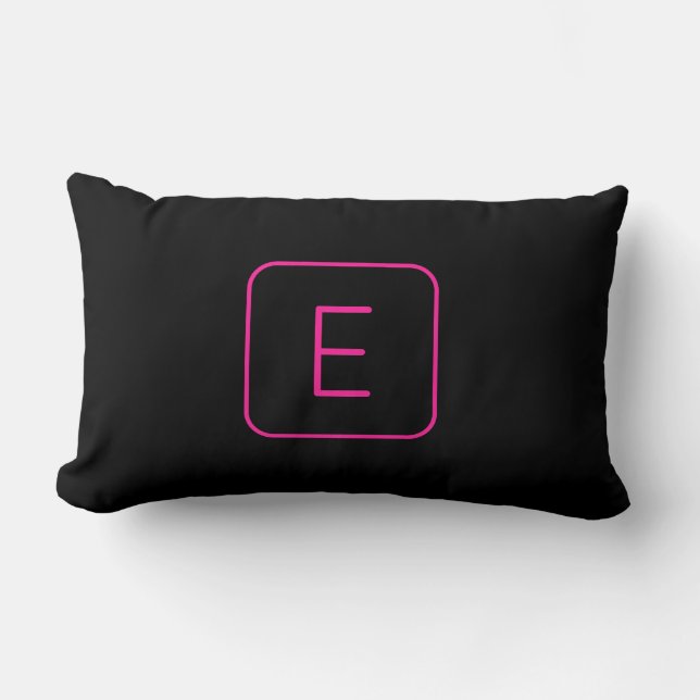 Modern gestyltes Anfangsmonogramm | Rosa und Schwa Lendenkissen (Vorderseite)