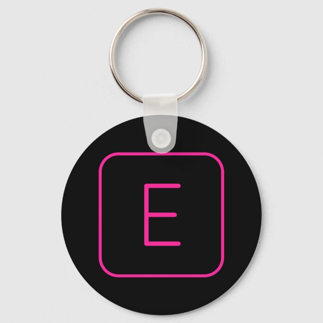 Modern gestyltes Anfangsmonogramm | Rosa und Schwa Schlüsselanhänger (Vorderseite)