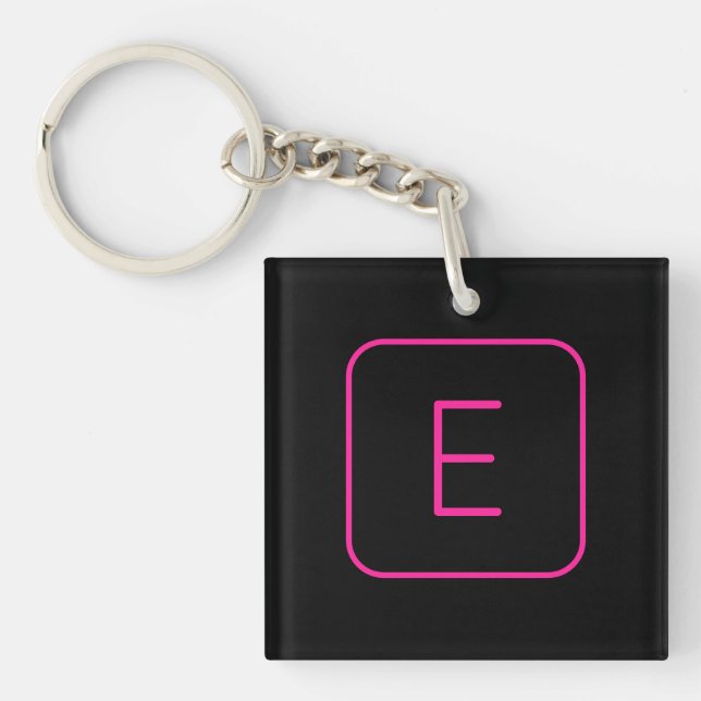 Modern gestyltes Anfangsmonogramm | Rosa und Schwa Schlüsselanhänger (Vorderseite)