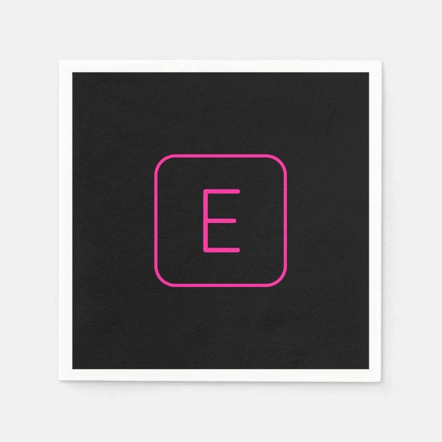 Modern gestyltes Anfangsmonogramm | Rosa und Schwa Serviette (Vorderseite)