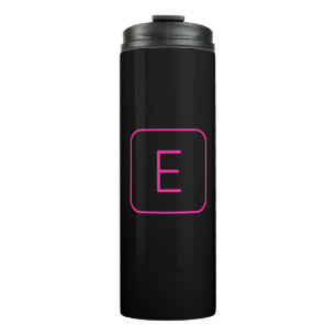 Modern gestyltes Anfangsmonogramm   Rosa und Schwa Thermosbecher