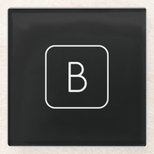 Modern gestyltes Anfangsmonogramm Weiß und Schwa Glasuntersetzer