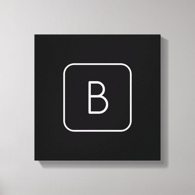 Modern gestyltes Anfangsmonogramm | Weiß und Schwa Leinwanddruck (Vorderseite)