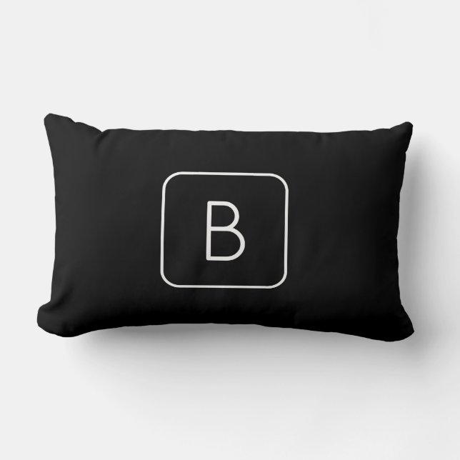 Modern gestyltes Anfangsmonogramm | Weiß und Schwa Lendenkissen (Vorderseite)