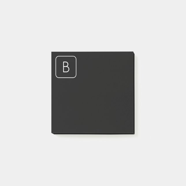 Modern gestyltes Anfangsmonogramm | Weiß und Schwa Post-it Klebezettel (Vorderseite)