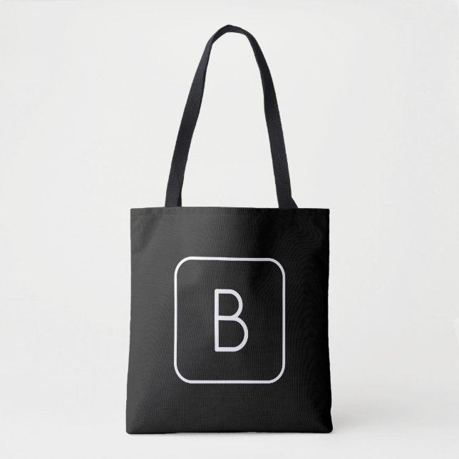 Modern gestyltes Anfangsmonogramm | Weiß und Schwa Tasche (Vorderseite)