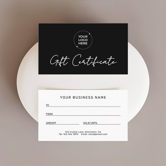 Modern Gift Certificate | Logo Business Name Telefonnummerkarte (Von Creator hochgeladen)