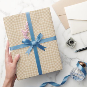 Modern Gingham - Beige Wrapping Paper Roll Geschenkpapier