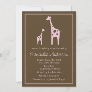 Modern Giraffe Baby Showeinladung - Mädchen Einladung