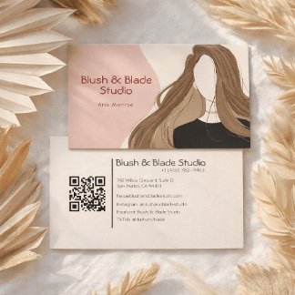 Modern Girl Hair Illustration Hairstylist Salon Visitenkarte