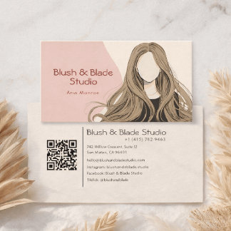 Modern Girl Hair Illustration Hairstylist Salon Visitenkarte