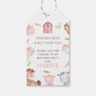 Modern Girls Minimalistische Farm Geburtstagsfeier Geschenkanhänger