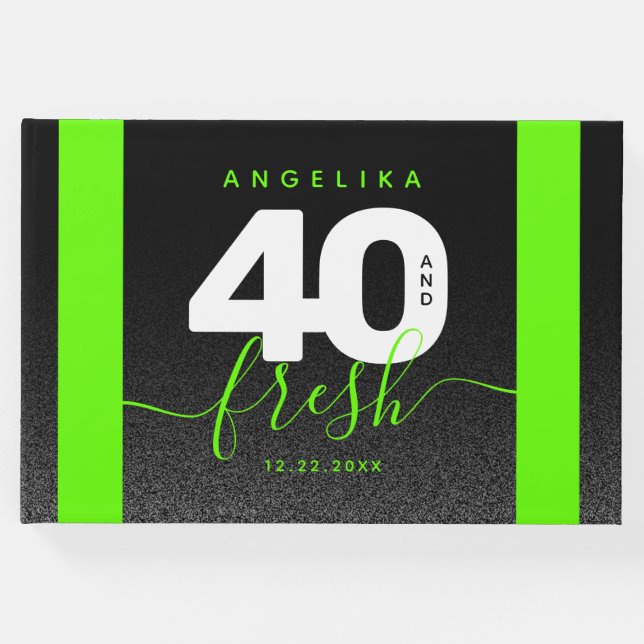 Modern Girly Bright Green 40 und Fresh Gästebuch (Vorderseite)