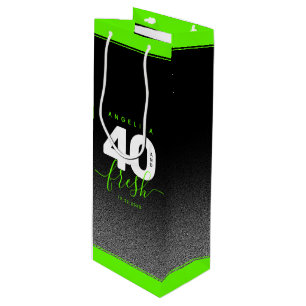 Modern Girly Bright Green 40 und Fresh Geschenktüte Für Weinflaschen