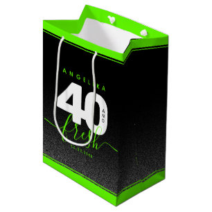 Modern Girly Bright Green 40 und Fresh Mittlere Geschenktüte