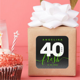Modern Girly Bright Green 40 und Fresh Quadratischer Aufkleber