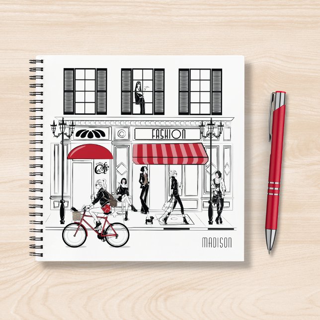 Modern Girly Chic Fashion Personalisiert Name Notizbuch (Von Creator hochgeladen)