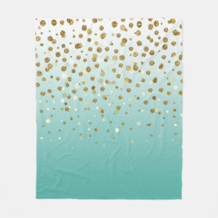 Modern Girly Gold Glitzer confetti Fleecedecke