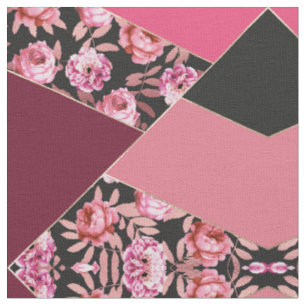 Modern Girly Gold Pink Black Floral Geometric Stoff