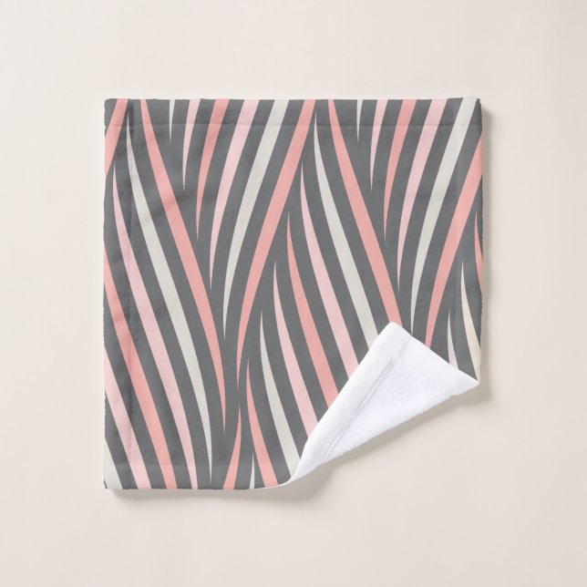 Modern Girly Pink Grau Abstrakt Badhandtuch Set (Waschlappen)