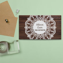 Modern Girly Rustic Woodgrain Yoga Mandala Visitenkarte