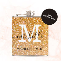 Modern Girly Shiny Gold Glitzer Name Monogram
