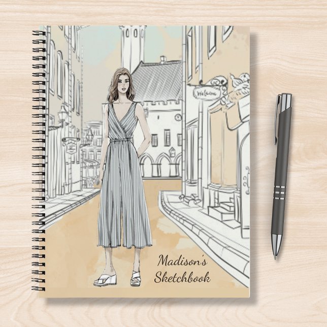 Modern Girly Watercolor Fashion - Personalisierter Notizbuch (Von Creator hochgeladen)
