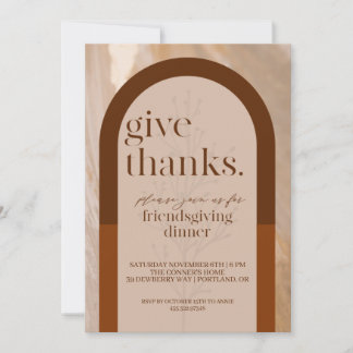 Modern Give Merci Friendsgiving Invitation