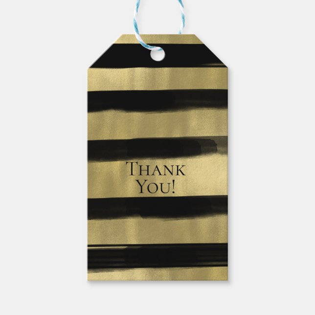 Modern Glam Black & Gold Paint Stroke Strip Geschenkanhänger (Vorderseite)