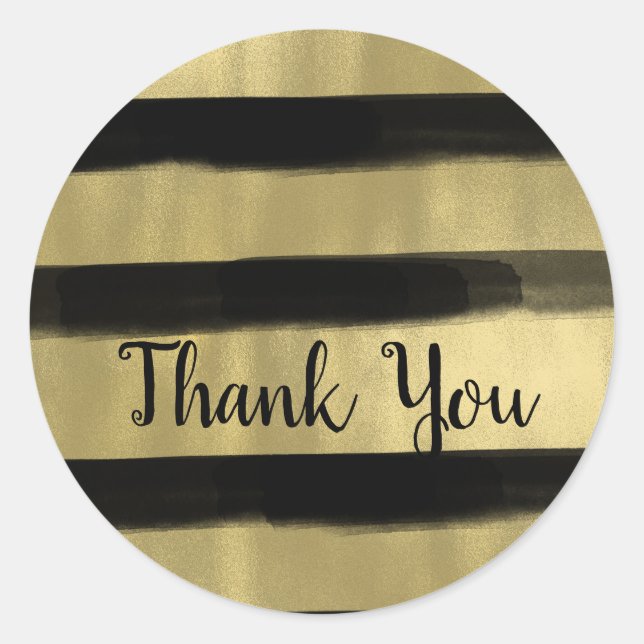 Modern Glam Black & Gold Paint Stroke Strip Runder Aufkleber (Vorderseite)