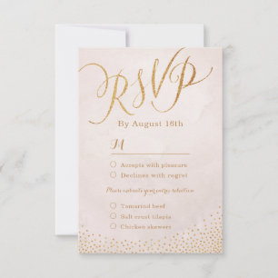 Modern glam blush rose gold calligraphy RSVP