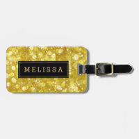 Modern Glam Gold Bokeh Glitzer Black Accent