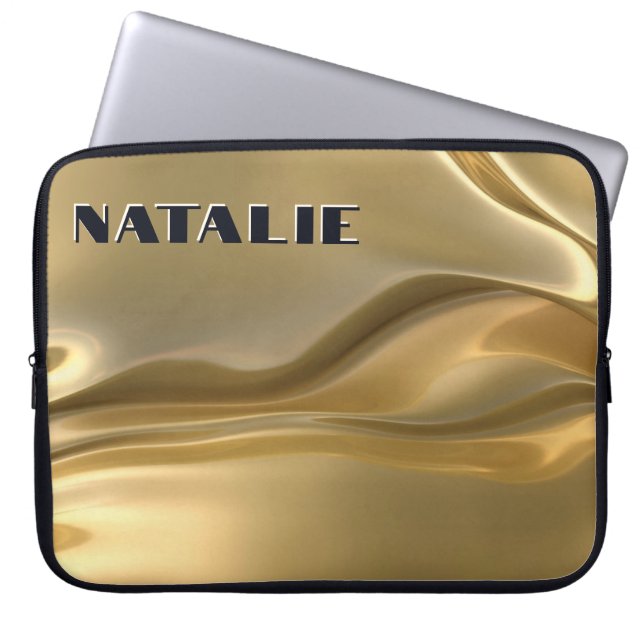 Modern Glam Gold Foil Monogram Laptopschutzhülle (Vorderseite)