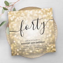 Modern Glam Gold Glitzer Lights 40. Geburtstag