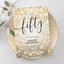 Modern Glam Gold Glitzer Lights 50. Geburtstag