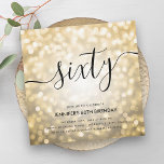 Modern Glam Gold Glitzer Lights 60. Geburtstag Einladung<br><div class="desc">Elegante Glam Gold Glitzer Lights 60. Geburtstagsschreiber-Einladung mit funkelnden Lichtern und modernem Typografie-Script.</div>
