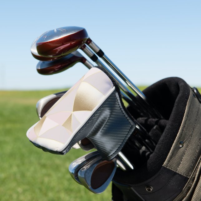 Modern Glam Pink Gold Geometric Golf Headcover (In Situ)