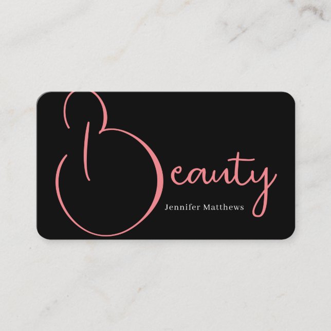 Modern glam rosa Neon Schönheitsskript Logo qr Cod Visitenkarte (Vorderseite)